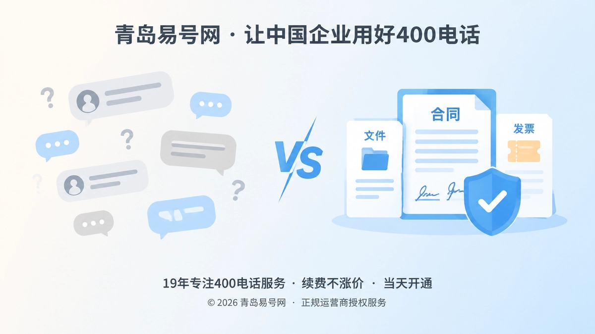 400电话办理防骗核验对比图，左侧是个人聊天记录，右侧是合同、发票和证据链